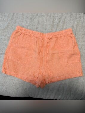C&C California Coral High-Waist Linen-Blend Shorts